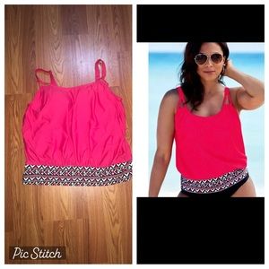Swimsuits For All Women's Plus Size Double-Strap Blouson Tankini Top